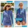 image:imageSwimZip Womens Swim Dress Cover Up Swimsuit UPF 50 Sun ProtectionNavy Gingham