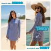 image:imageSwimZip Womens Swim Dress Cover Up Swimsuit UPF 50 Sun ProtectionStunner Blue Stripe