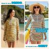 image:imageSwimZip Womens Swim Dress Cover Up Swimsuit UPF 50 Sun ProtectionSunny Stripe