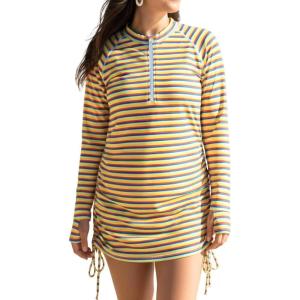 image:imageSwimZip Womens Swim Dress Cover Up Swimsuit UPF 50 Sun ProtectionSunny Stripe
