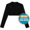 image:imageSwimZip Womens Long Sleeve Crop Top Rash Guard Swim Shirt  UPF 50 with ZipperBlack