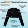 image:imageSwimZip Womens Long Sleeve Crop Top Rash Guard Swim Shirt  UPF 50 with ZipperBlack