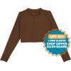 image:imageSwimZip Womens Long Sleeve Crop Top Rash Guard Swim Shirt  UPF 50 with ZipperCold Brew