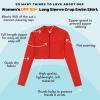 image:imageSwimZip Womens Long Sleeve Crop Top Rash Guard Swim Shirt  UPF 50 with ZipperFiesta Red