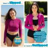 image:imageSwimZip Womens Long Sleeve Crop Top Rash Guard Swim Shirt  UPF 50 with ZipperFuchsia