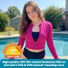 image:imageSwimZip Womens Long Sleeve Crop Top Rash Guard Swim Shirt  UPF 50 with ZipperFuchsia