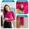 image:imageSwimZip Womens Long Sleeve Crop Top Rash Guard Swim Shirt  UPF 50 with ZipperFuchsia