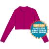 image:imageSwimZip Womens Long Sleeve Crop Top Rash Guard Swim Shirt  UPF 50 with ZipperFuchsia