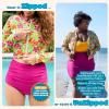 image:imageSwimZip Womens Long Sleeve Crop Top Rash Guard Swim Shirt  UPF 50 with ZipperHibiscus