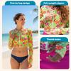 image:imageSwimZip Womens Long Sleeve Crop Top Rash Guard Swim Shirt  UPF 50 with ZipperHibiscus