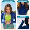 image:imageSwimZip Womens Long Sleeve Crop Top Rash Guard Swim Shirt  UPF 50 with ZipperNavy