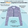 image:imageSwimZip Womens Long Sleeve Crop Top Rash Guard Swim Shirt  UPF 50 with ZipperNavy Stripe
