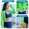 image:imageSwimZip Womens Long Sleeve Crop Top Rash Guard Swim Shirt  UPF 50 with ZipperNeon Green