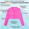 image:imageSwimZip Womens Long Sleeve Crop Top Rash Guard Swim Shirt  UPF 50 with ZipperNeon Pink