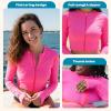 image:imageSwimZip Womens Long Sleeve Crop Top Rash Guard Swim Shirt  UPF 50 with ZipperNeon Pink
