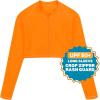 image:imageSwimZip Womens Long Sleeve Crop Top Rash Guard Swim Shirt  UPF 50 with ZipperOrange