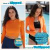 image:imageSwimZip Womens Long Sleeve Crop Top Rash Guard Swim Shirt  UPF 50 with ZipperOrange