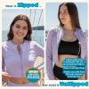 image:imageSwimZip Womens Long Sleeve Crop Top Rash Guard Swim Shirt  UPF 50 with ZipperOrchid