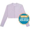 image:imageSwimZip Womens Long Sleeve Crop Top Rash Guard Swim Shirt  UPF 50 with ZipperOrchid