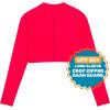 image:imageSwimZip Womens Long Sleeve Crop Top Rash Guard Swim Shirt  UPF 50 with ZipperPoppy Red