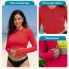image:imageSwimZip Womens Long Sleeve Crop Top Rash Guard Swim Shirt  UPF 50 with ZipperPoppy Red