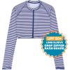 image:imageSwimZip Womens Long Sleeve Crop Top Rash Guard Swim Shirt  UPF 50 with ZipperStunner