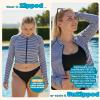 image:imageSwimZip Womens Long Sleeve Crop Top Rash Guard Swim Shirt  UPF 50 with ZipperStunner