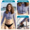 image:imageSwimZip Womens Long Sleeve Crop Top Rash Guard Swim Shirt  UPF 50 with ZipperStunner