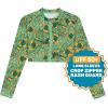 image:imageSwimZip Womens Long Sleeve Crop Top Rash Guard Swim Shirt  UPF 50 with ZipperThe Tropics