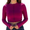 image:imageSwimZip Womens Long Sleeve Crop Top Rash Guard Swim Shirt  UPF 50 with ZipperFuchsia