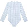 image:imageSwimZip Girls Long Sleeve OnePiece Swimsuit with UPF 50 Sun ProtectionBlue Gingham