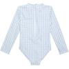 image:imageSwimZip Girls Long Sleeve OnePiece Swimsuit with UPF 50 Sun ProtectionBlue Gingham