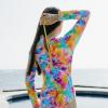 image:imageSwimZip Girls Long Sleeve OnePiece Swimsuit with UPF 50 Sun ProtectionImpressions