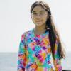 image:imageSwimZip Girls Long Sleeve OnePiece Swimsuit with UPF 50 Sun ProtectionImpressions