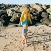 image:imageSwimZip Girls Long Sleeve OnePiece Swimsuit with UPF 50 Sun ProtectionNavy Stripe