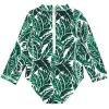 image:imageSwimZip Girls Long Sleeve OnePiece Swimsuit with UPF 50 Sun ProtectionPalm Leaf