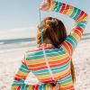 image:imageSwimZip Girls Long Sleeve OnePiece Swimsuit with UPF 50 Sun ProtectionRainbow