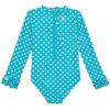 image:imageSwimZip Girls Long Sleeve OnePiece Swimsuit with UPF 50 Sun ProtectionScuba Blue Sassy Surfer