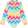 image:imageSwimZip Girls Long Sleeve OnePiece Swimsuit with UPF 50 Sun ProtectionSurfs Up