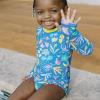 image:imageSwimZip Girls Long Sleeve OnePiece Swimsuit with UPF 50 Sun ProtectionTropadelic