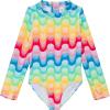 image:imageSwimZip Girls Long Sleeve OnePiece Swimsuit with UPF 50 Sun ProtectionSurfs Up
