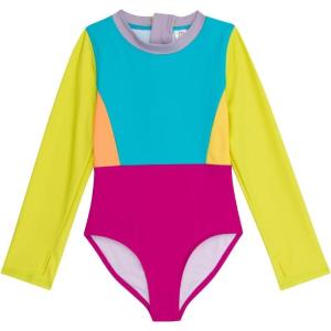 image:imageSwimZip Girls Long Sleeve OnePiece Swimsuit with UPF 50 Sun ProtectionColor Pop
