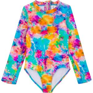 image:imageSwimZip Girls Long Sleeve OnePiece Swimsuit with UPF 50 Sun ProtectionImpressions