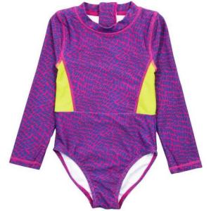 image:imageSwimZip Girls Long Sleeve OnePiece Swimsuit with UPF 50 Sun ProtectionIn Disguise