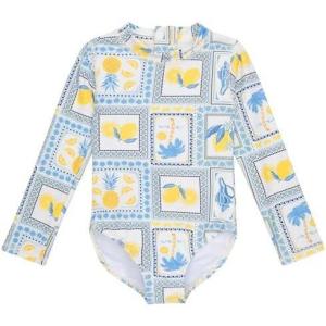 image:imageSwimZip Girls Long Sleeve OnePiece Swimsuit with UPF 50 Sun ProtectionMediterranean Lemons