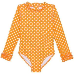 image:imageSwimZip Girls Long Sleeve OnePiece Swimsuit with UPF 50 Sun ProtectionOrange Sassy Surfer