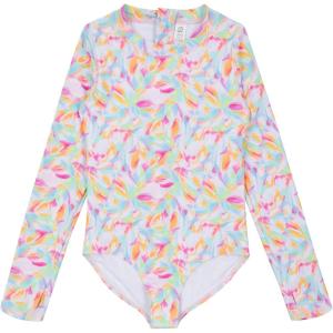 image:imageSwimZip Girls Long Sleeve OnePiece Swimsuit with UPF 50 Sun ProtectionPetals