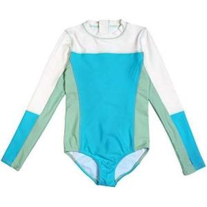 image:imageSwimZip Girls Long Sleeve OnePiece Swimsuit with UPF 50 Sun ProtectionTurquoise