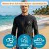 image:imageSwimZip Mens Long Sleeve Zipper Rash Guard Swim Shirt w UPF 50 Sun ProtectionAll Black