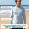 image:imageSwimZip Mens Long Sleeve Zipper Rash Guard Swim Shirt w UPF 50 Sun ProtectionDream Blue